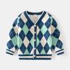 Jungen Karomuster Jacquard Strickjacke Frühling Kinder Strickmantel