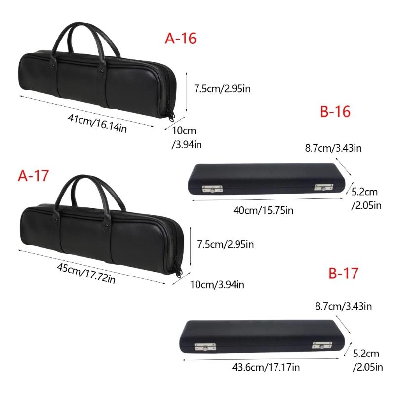 PU Leather Flute Storage Case Flute Box Flute Protective Handbag 16/17 Holes Flute Bag Dustproof Flute Carrying Case
