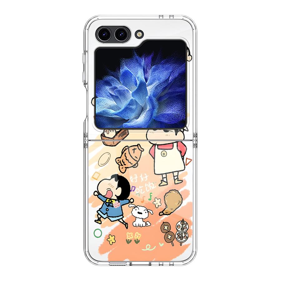 

Back Phone Cover Funda Case for Samsung Galaxy Flip3 Flip4 Flip6 Flip5 Z Flip 7 6 5 4 3 Flip7 FE Cartoon Bread Shin Chan Galaxy Z Flip3 5G