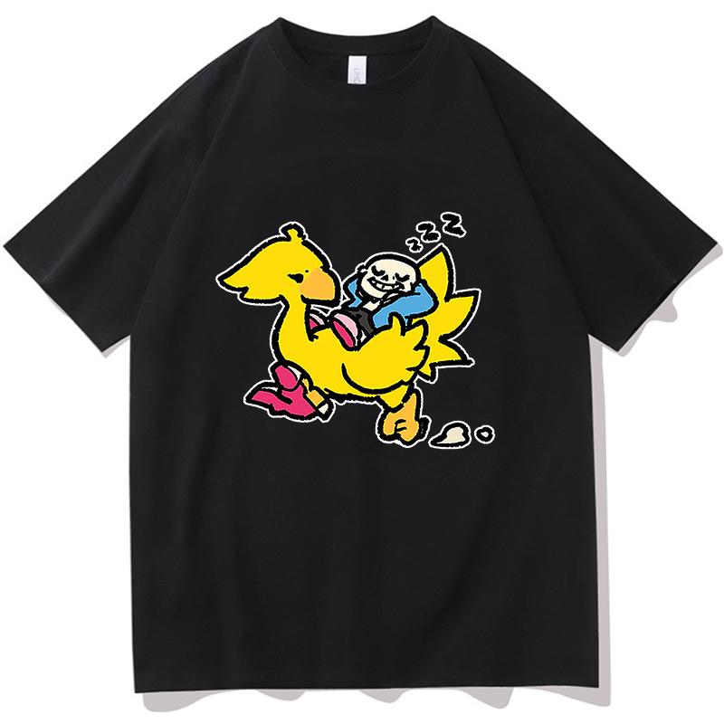 Sans and Chocobo Graphic T-shirts Unisex Fashion Cotton Tshirts Unisex Streetwear Hip Hop Cotton Loose Men/Women T Shirt Clothes