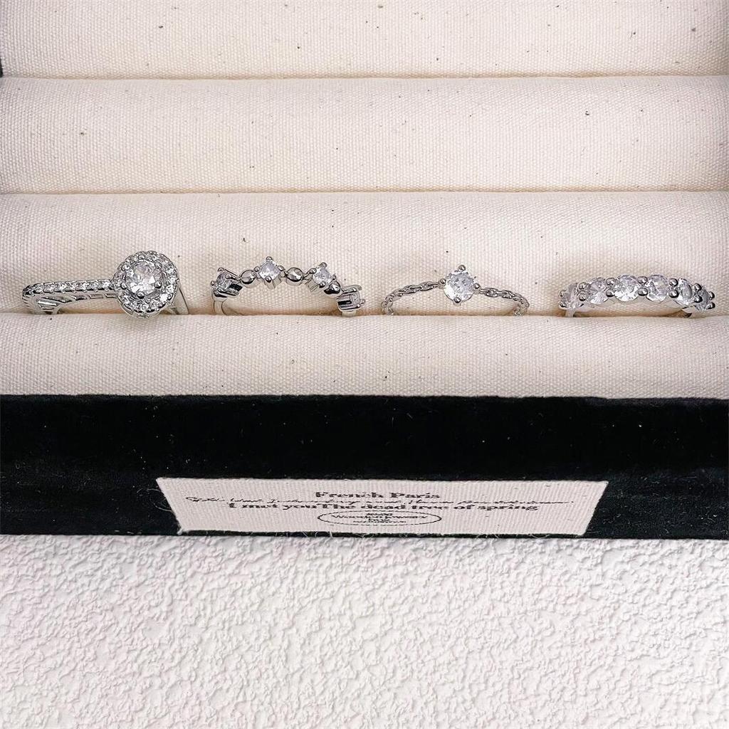 Schlichter, mit Diamanten besetzter, eleganter offener Ring, modisches Nischendesign, leichter Luxus, exquisit, glänzender High-End-Sinn, personalisierter Damenring