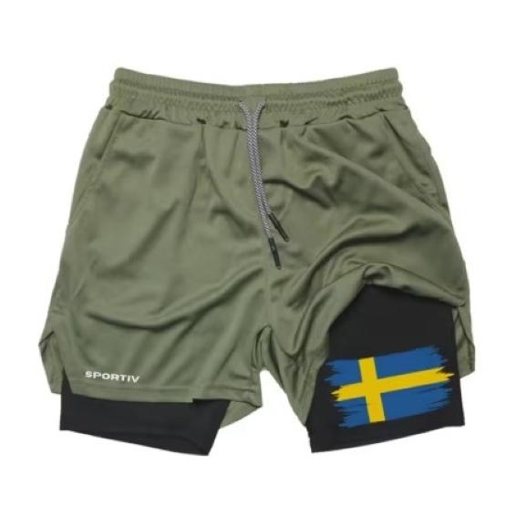 Sweden Flag Camouflage Muay Thai Kick Boxing Shorts Men Women Unisex Casual Sportswear Double Layer Quick Dry Training Sport Gym Fitness Workout