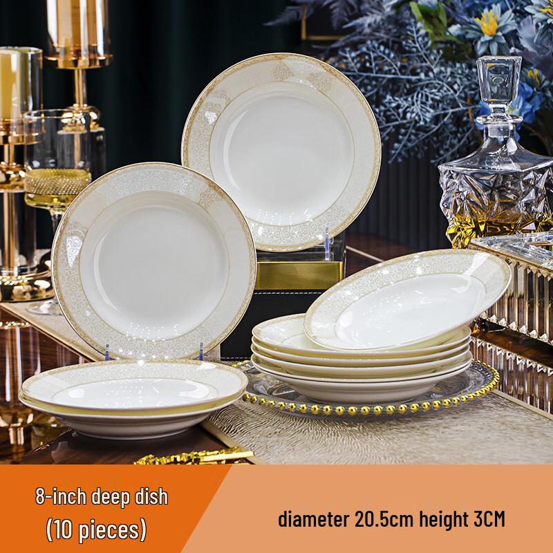 Zhuchuang Jingpin European Style Gold Rim 56-Piece Bone China Dinnerware Set