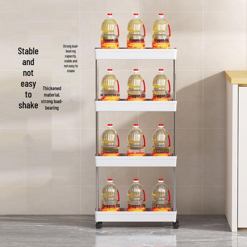 Multi-layer Rolling Storage Rack for Kitchen, Living Room, or Bathroom