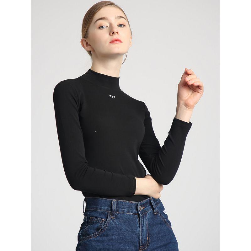 Half Turtleneck Super Hot Letter Underwear Blouse Female 2025 Fall and Winter Long Sleeve Pure Cotton T-shirt Knitted Inner Match Can Be Outerwear Top