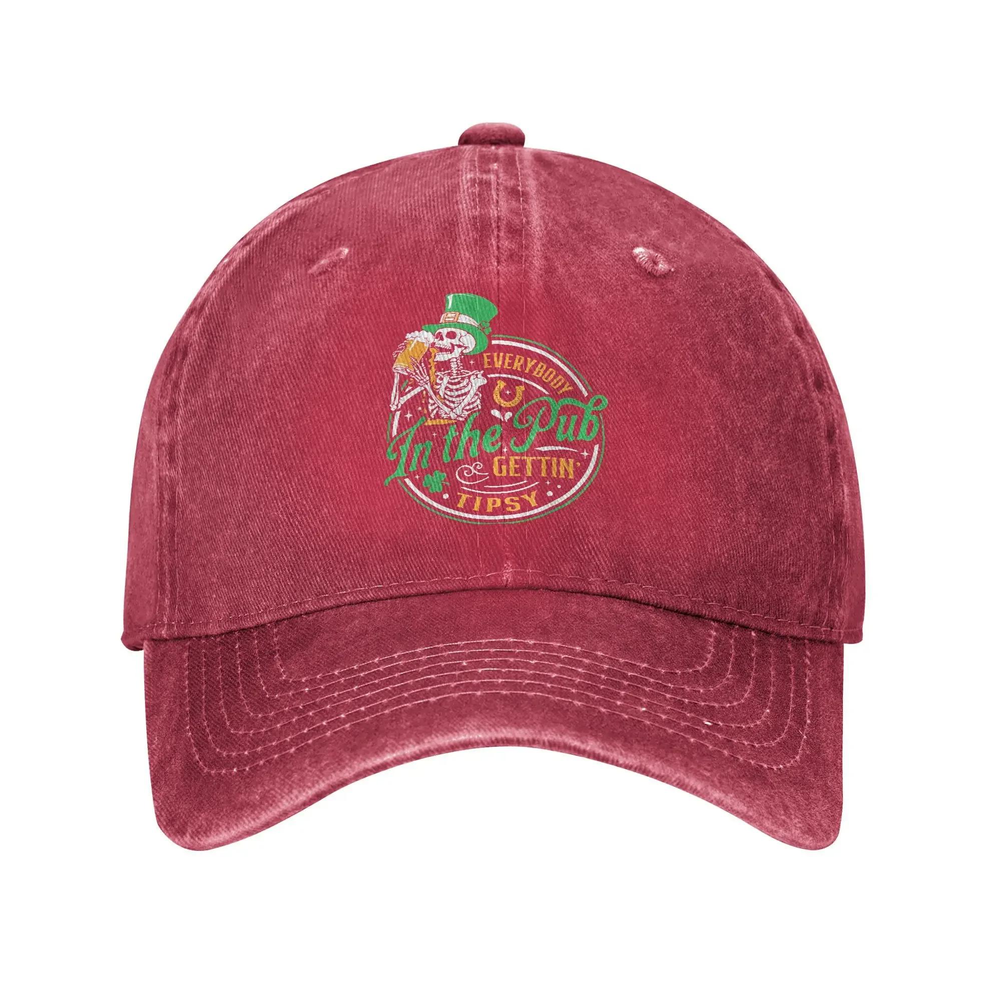 

Casual Everybody In The Pub Getting Tipsy St Patricks Day Baseball Cap Unisex Distressed Denim Washed Snapback Cap Outdoor Hat Adjustable