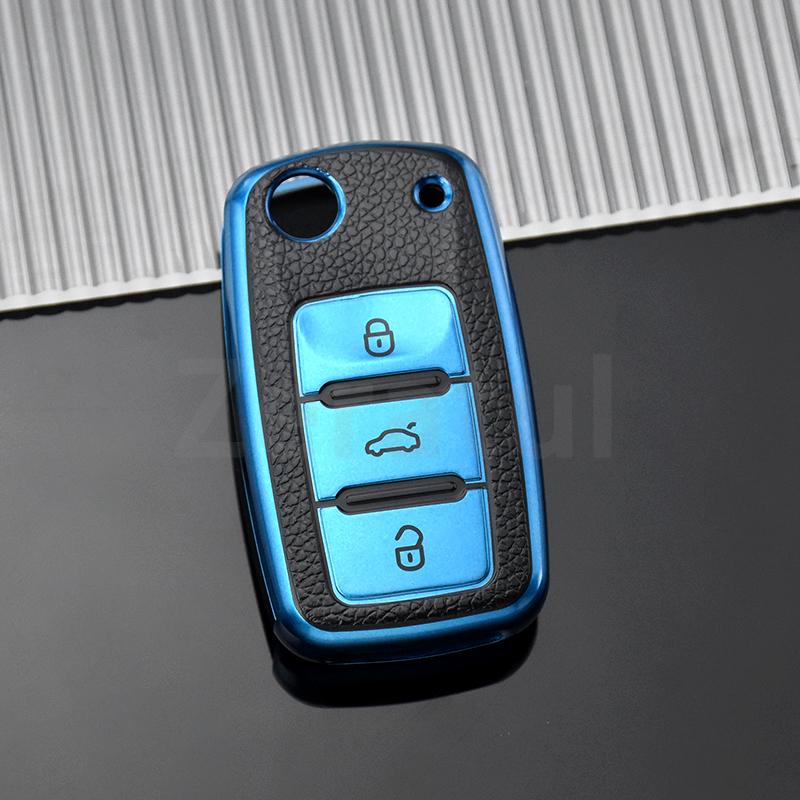 2/3 Button Car Key Case Cover For Volkswagen Vw  Bora Beetle Caddy T5 Passat Up Eos Tiguan For Skoda A5 Seat Leon Alte Bag Shell