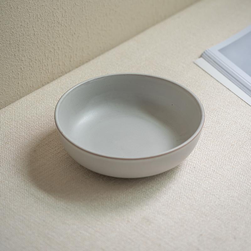 Simple Matte Ceramic Bowl Fruit Salad Bowl Household Creative With Soup Vegetable Bowl Solid Color Large Bowl Breakfast Noodle Bowl