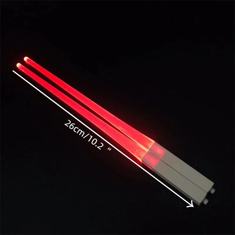 1 Pair Led Lightsaber Luminous Chopsticks Detachable Washable Reusable Free Tableware For Kitchen Dinner