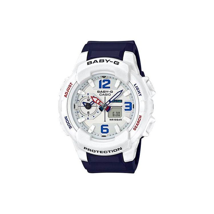 Casio Baby-G 30M Waterproof Quartz Movement Resin Strap Watch Women watches White BGA-230SC-7B White Dial Blue Strap