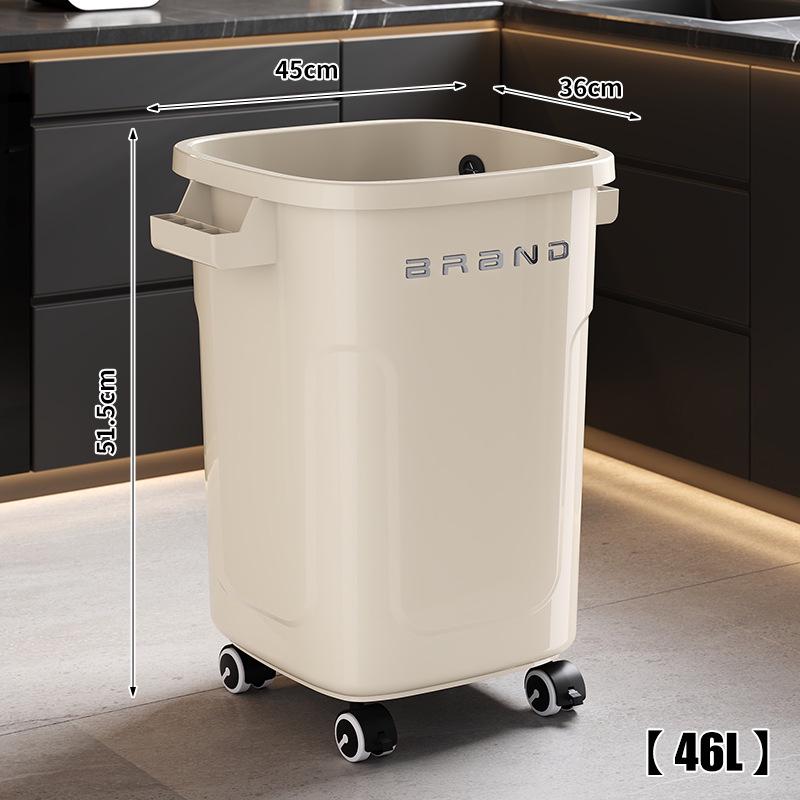 Large Mobile Industrial-Style Kitchen Trash Can with Wheels for Indoor/Outdoor Use