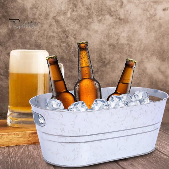 Metal Ice Bucket Large Drink Bucket for Parties Sturdy Beverage Tub for Barbecue Enthusiasts Solid Metal Bucket for Outdoor Camping And Events