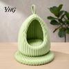 Cotton Bird Nest Hanging Parrot Bed, Winter Striped Plush Water Drop Shape Bed Cozy Cave with Removable Cushion, Cage Hammock for Budgerigar Cockatiel