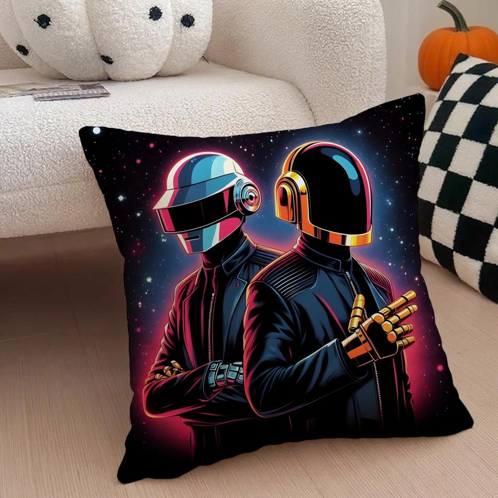 DDaft PPunk Band Cushion Cover Throw Pillow Cover Hidden Button Durable Polyester Chair Cushion 30X30cm