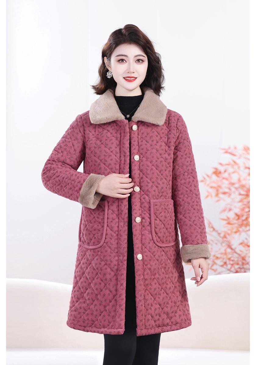 

Mom s 2026 Fleece-Lined Winter Cotton Jacket - Mid-Length, Home Wear for Middle-Aged and Elderly Women 2XL (105-120 lbs)