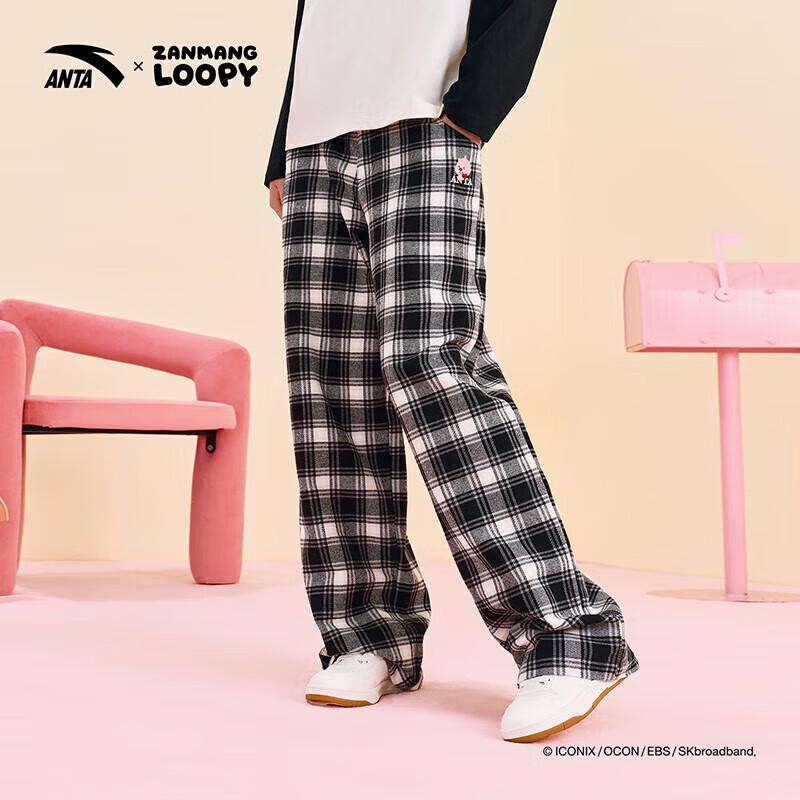 ANTA x Loopy Women s Plaid Straight-Leg Casual Pants XL