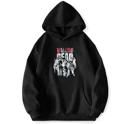Cartoon Anime Couple Hooded Sweater European Size Print Sweater Halloween Horror Print