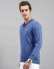 MONTE CARLO Mens Solid Blue V Neck Full Sleeve Pullover