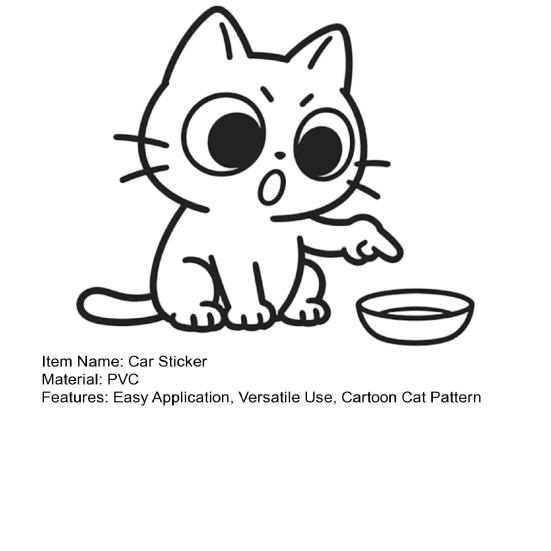 Yousheng Car Sticker, Waterproof PVC Self-adhesive No Trace Auto Decal, Cartoon Cat Pattern Funny Sticker for Fuel Tank Caps Windows Luggage