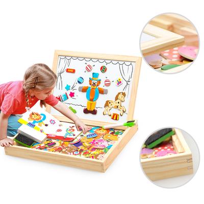 Drewniane Magnetyczne Puzzle Figurki Zwierzęta Pojazd Cyrk Tablica do Rysowania 5 Stylów Pudełko Zabawka Edukacyjna Prezenty