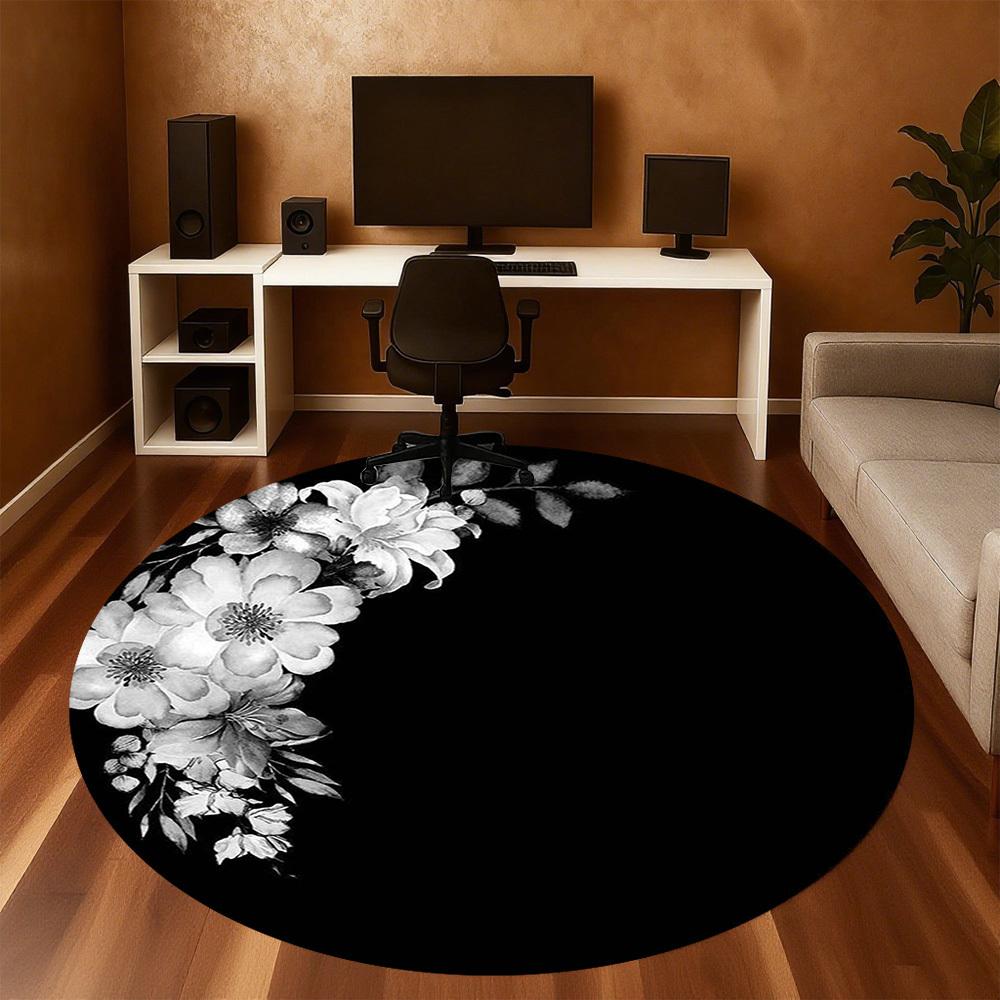 1PC flowers circle Office Round Area Rug, Under Office Chairs Bedroom Living Room Home Decor,Carpet for Office, -1110283