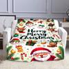 Merry Christmas Santa and Reindeer Blanket Patterned flannel blanket perfect for the bedroom living room, sofa, or a little nap