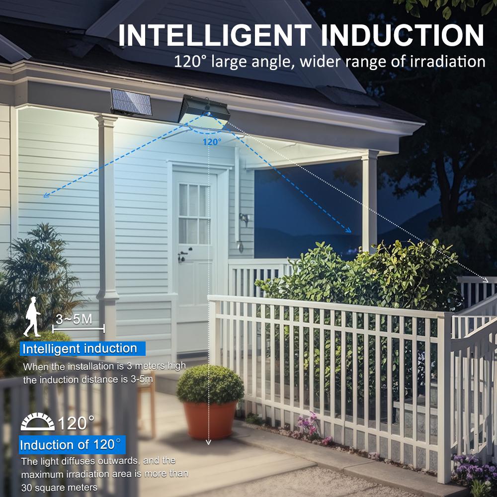 Solar Security Lights Outdoor Motion Sensor 368LED Split Super Bright Led Solar Powered Light 3 Modes Waterproof  Garden Fence Y