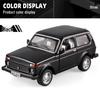 Boxed 1:32 Lada Jeep Alloy Car Model Toy with Pull-Back, Sound, and Light.