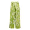 Women Summer Boho Palazzo Pants High Waist Wide Leg Floral Printing Casual Trousers With Pockets