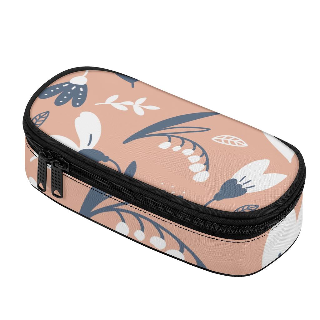 Pen Case Printed 300D Polyester Spacious Storage Smooth Zipper with Main Compartment Mesh Pocket and Pen Slots for Everyday Study