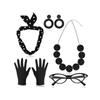 50s Women Vintage Dress Up Costume Accessory Set Polka Dot Scarf Party Cosplay