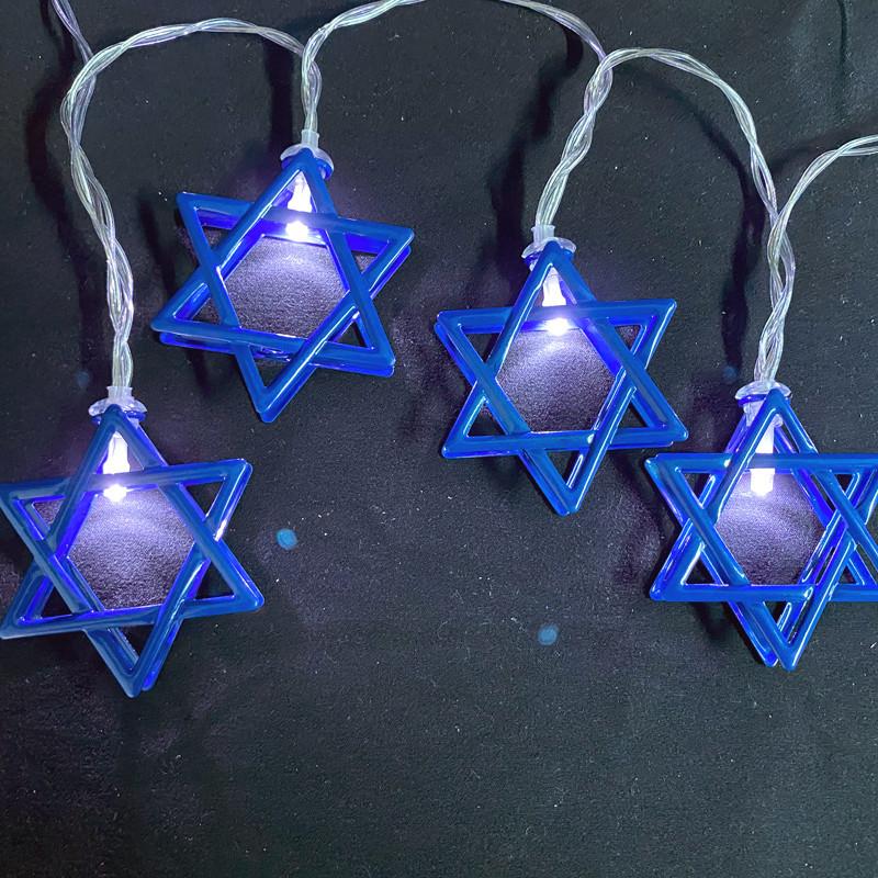 Star of David Fairy String Light Battery Powered Hexagram Magen Star for Jewish Judaism Hanukkah Chanukah Passover Shabbat Decor