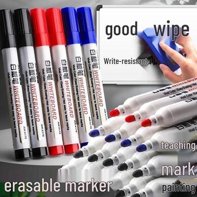 Abwischbare Whiteboard-Marker - 10er-Pack für Lehrer, Schwarz, Wasserbasiert, Leicht abwischbar