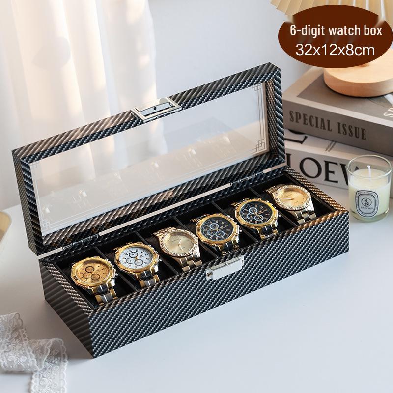 Walnut Grain Flip-Top Watch Box with Glass Display