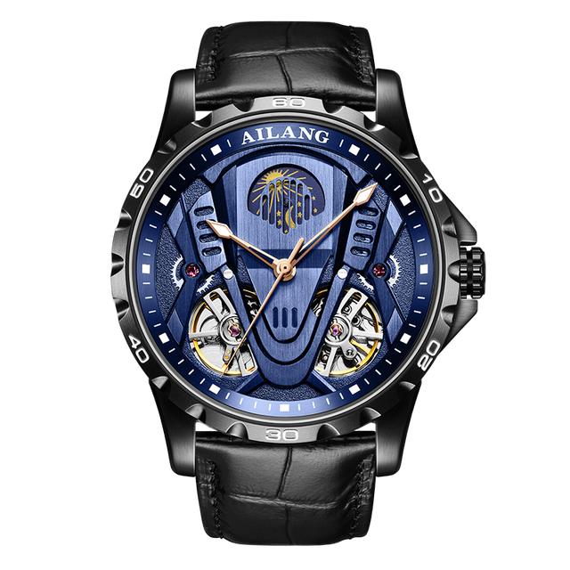 AILANG 8831Luxury Double Tourbillon Mechanical Watch Luminous Moon Phase Dial Automatic Clock Waterproof Bracelet Hollowed Reloj