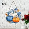 Autumn Harvest Welcome Sign Festival for Front Door, Rustic Wooden Hanging Weather Resistant Entryway with Hemp Rope, Pumpkin Plaque Fall Porch