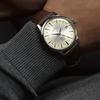 SEIKO Automatic/Manual Mechanical Movement Cow Leather Strap Watch 40.5mm Men's Watches Silver Dial SSK041J1