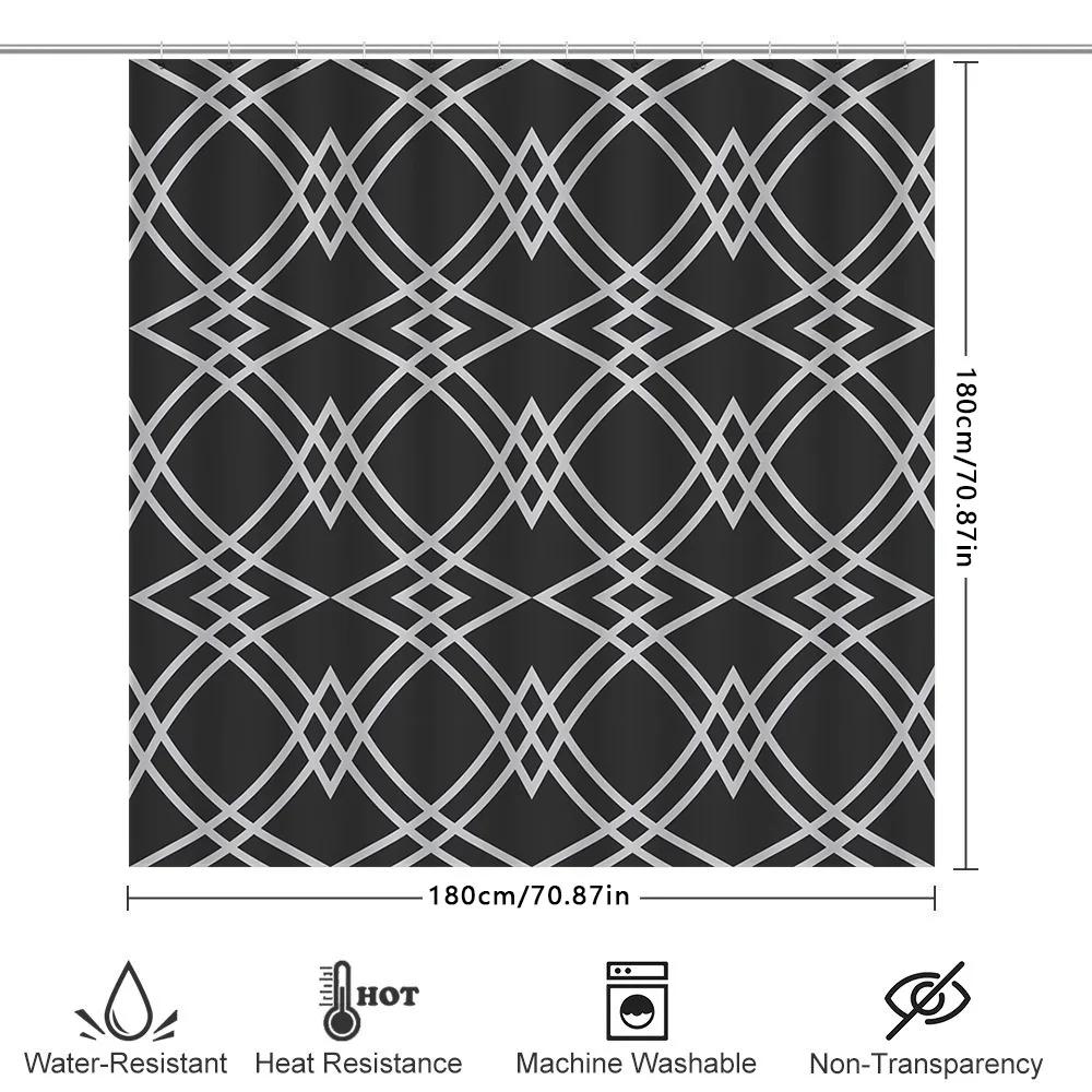 Modern Geometric Shower Curtain Waterproof Bathroom Decor For Home Decorations Black White Striped Pattern Design