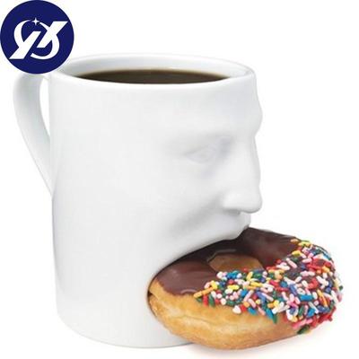 Face Ceramic Mug with Biscuit Pocket Holder Coffee and Cookie Mug Coffee Cup Tea Milk Cup