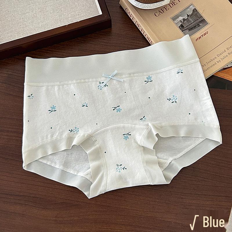 

Antibacterial Floral Print Women s Mid-Waist Briefs - Comfortable, Breathable, Skin-Friendly with Extended Crotch. L 95-115 lbs синий