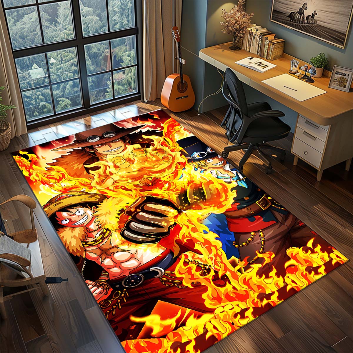 

One Piece Anime Rug Carpet Large Area Rug Non Slip Washable Floor Mat Gamer Room Bedroom Home Decor -QJY 60x90cm