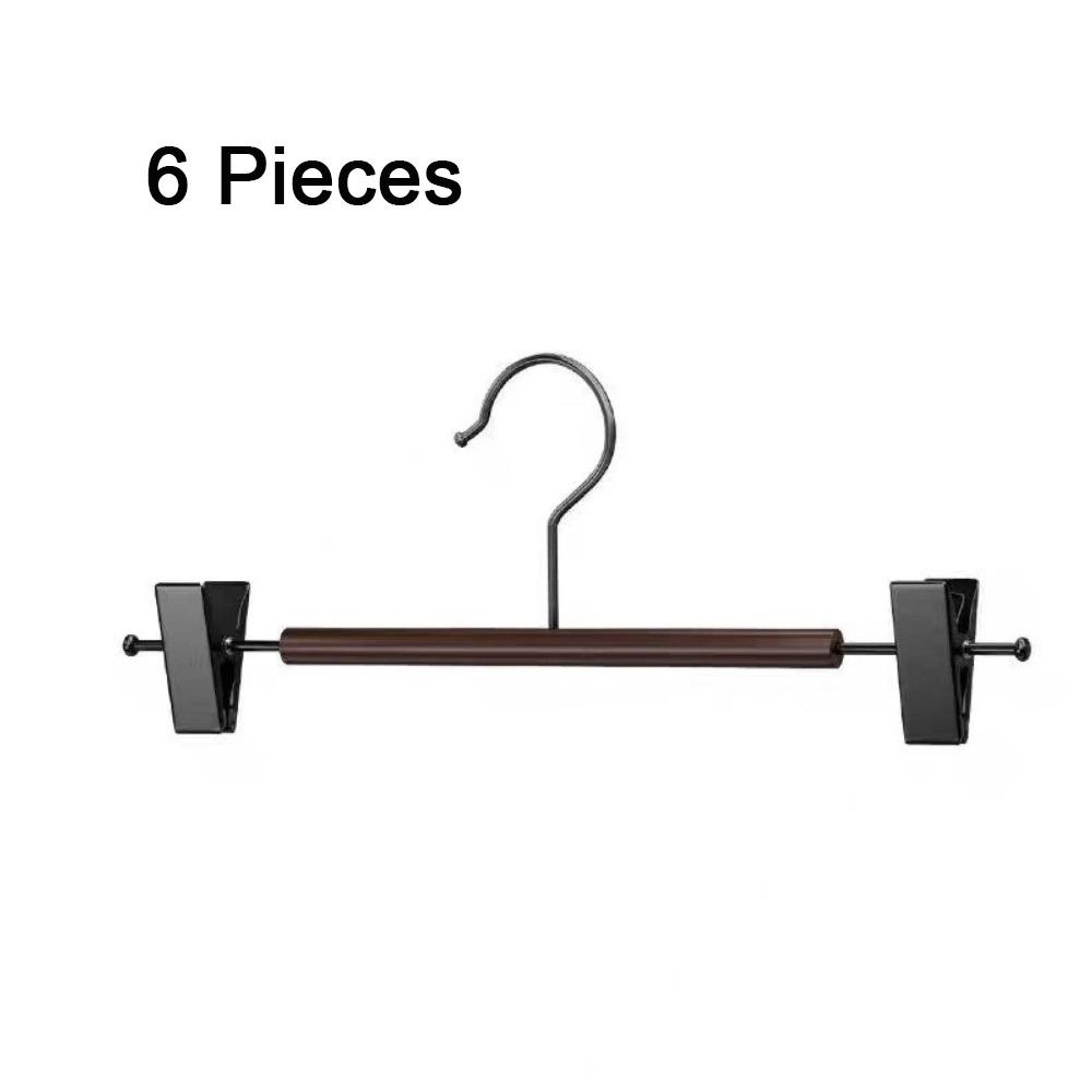 6 Pieces Adjustable Trouser Hangers Anti-slip Clothes Drying Rack Wood Pants Hangers Closet