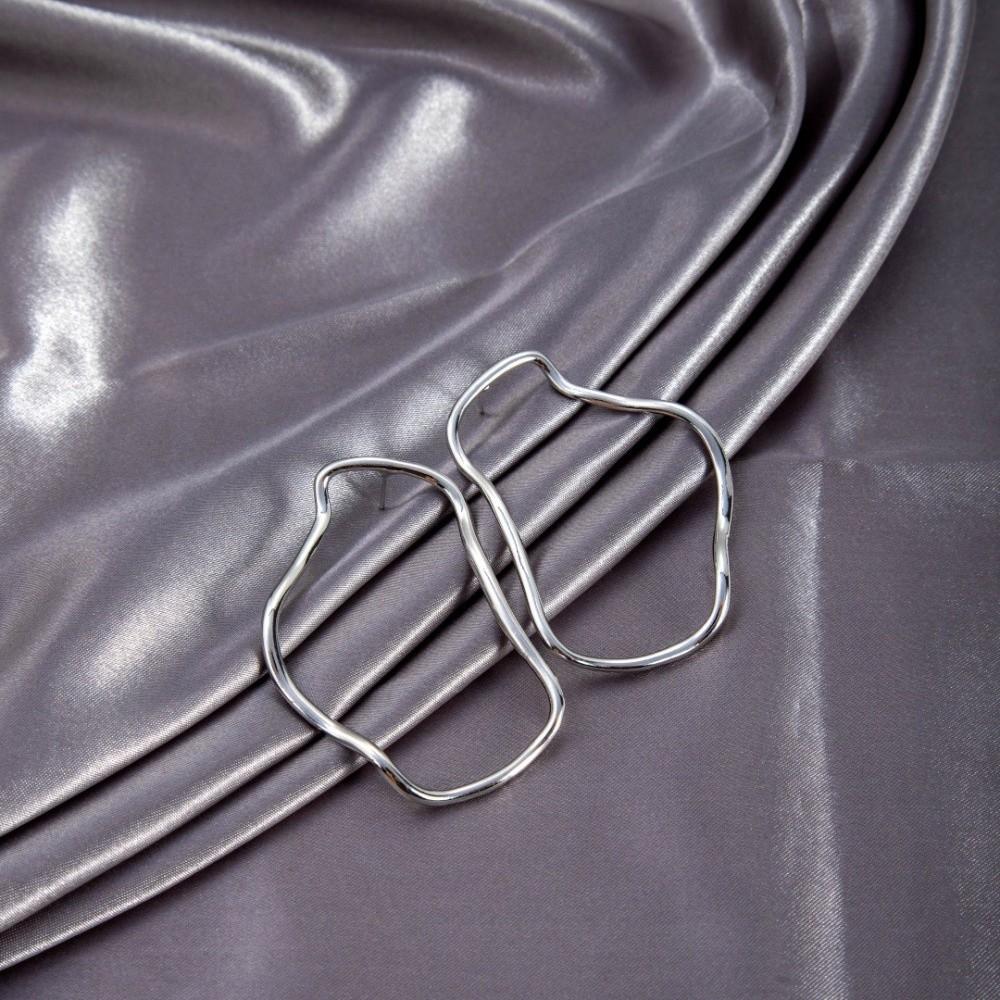 

Trendy Exaggerated Shape Statement Earrings Hollow Design Large Circle Metal Earrings Festival срібний