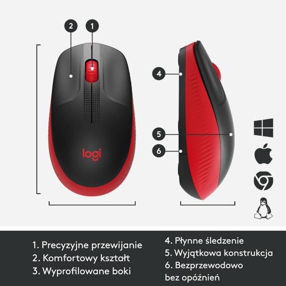 Logitech M190 Wireless Mouse Red 910-005908