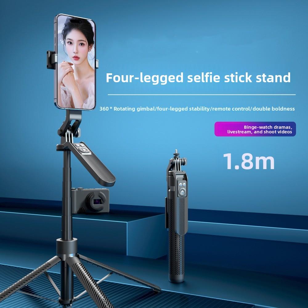 With LED Lamp Telescopic Selfie Stick Four Legged Selfie Stick Stand Live Broadcast
