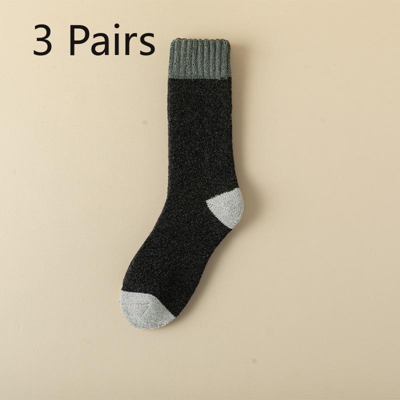 

3 Pairs of Men s Autumn and Winter Wool Ring Thick Warm Matching Color Extended Stockings 3 Pairs