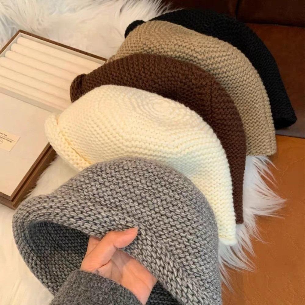 Ear-Protecting Knit Fisherman Hat Coarse Knit Winter Hat Fashion Basin Cap Autumn and Winter