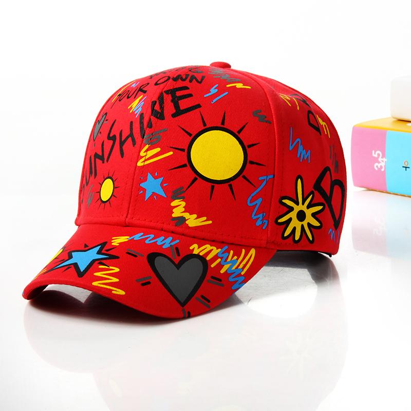 Fashion cotton Graffiti boy girl Baseball caps Children Printed snapback hat Kids Popular hip hop hat Cap hot sell