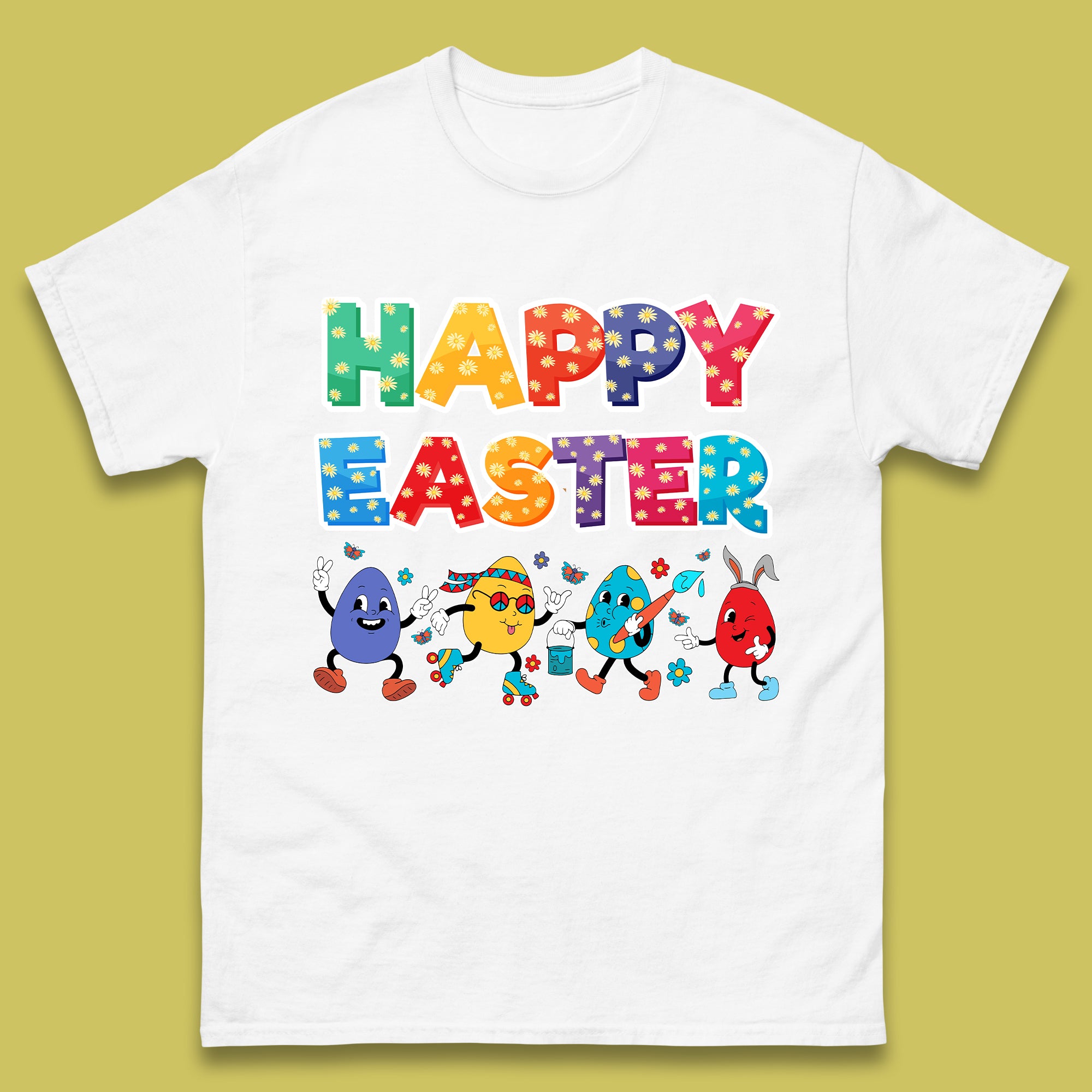 Happy Easter Mens T-Shirt Womens Tops Tees M