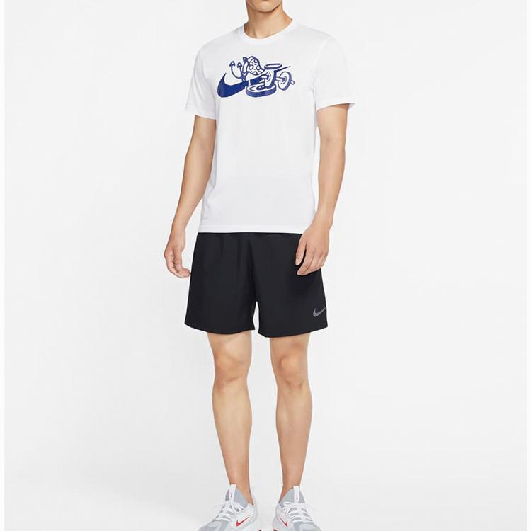 Nike T Shirts Men's White Crew Neck Moderate Straight Fit CU8489-100